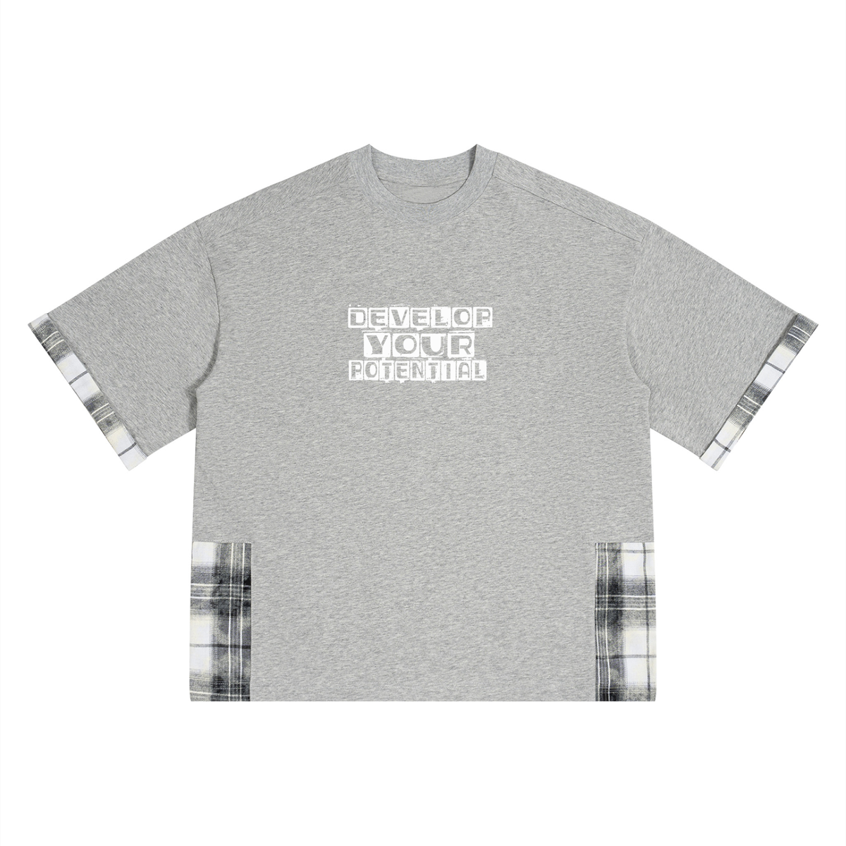 Unisex Plaid Paneled T-Shirt