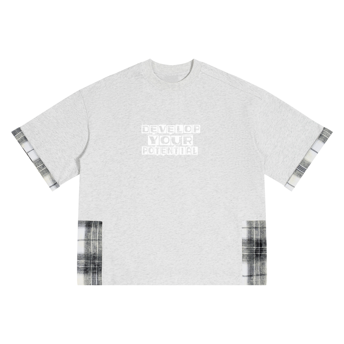Unisex Plaid Paneled T-Shirt