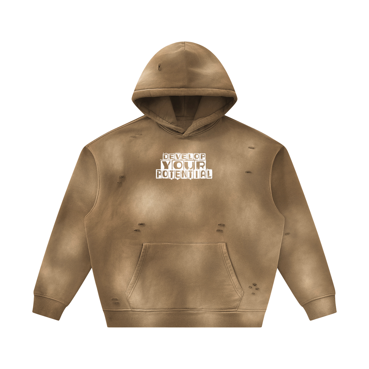 Unisex Sunfade Frayed Fleece Hoodie