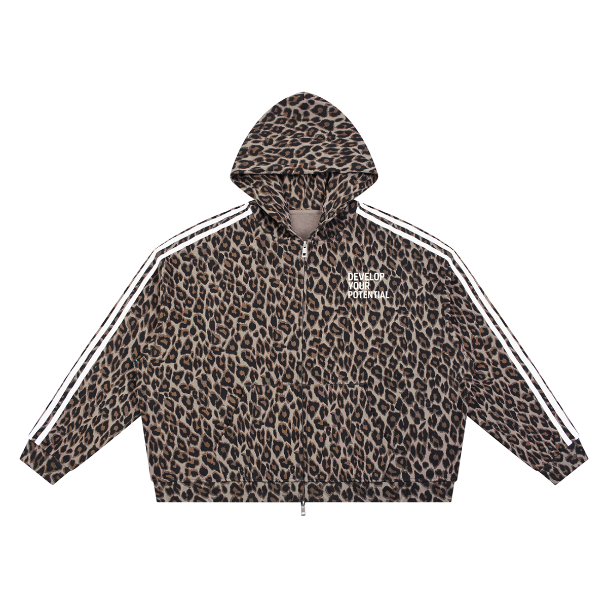 Unisex Leopard Full Zip Hoodie