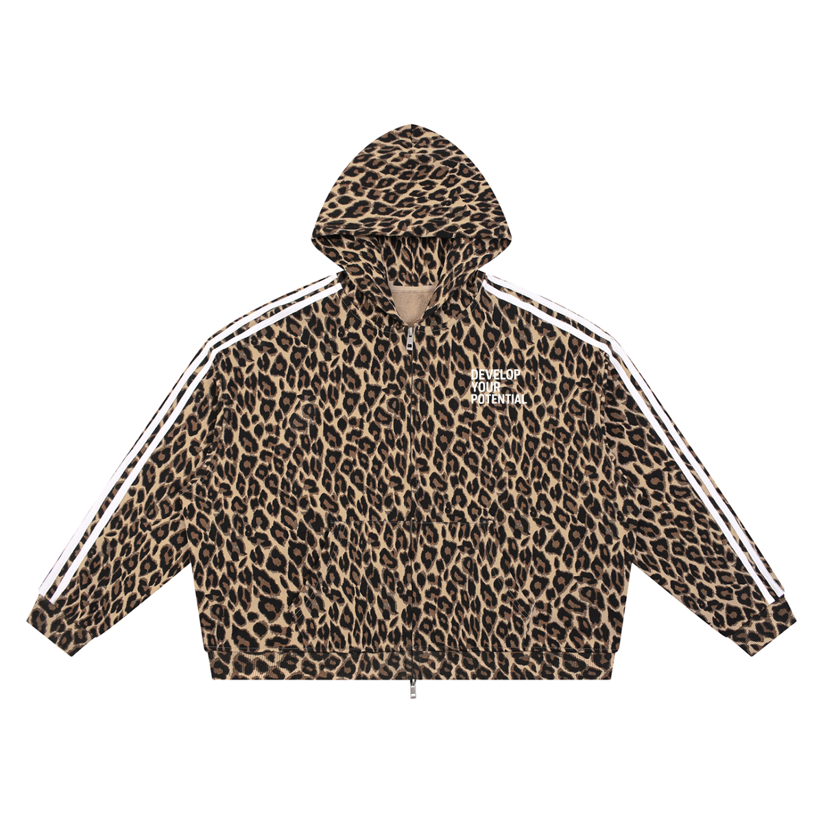 Unisex Leopard Full Zip Hoodie