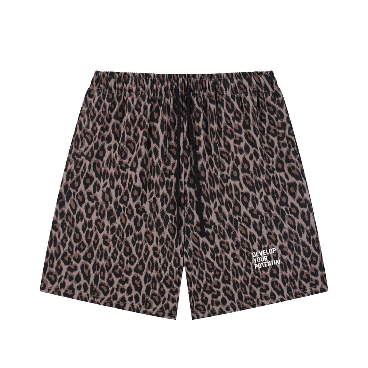 Unisex Heavyweight Leopard Drawstring Shorts