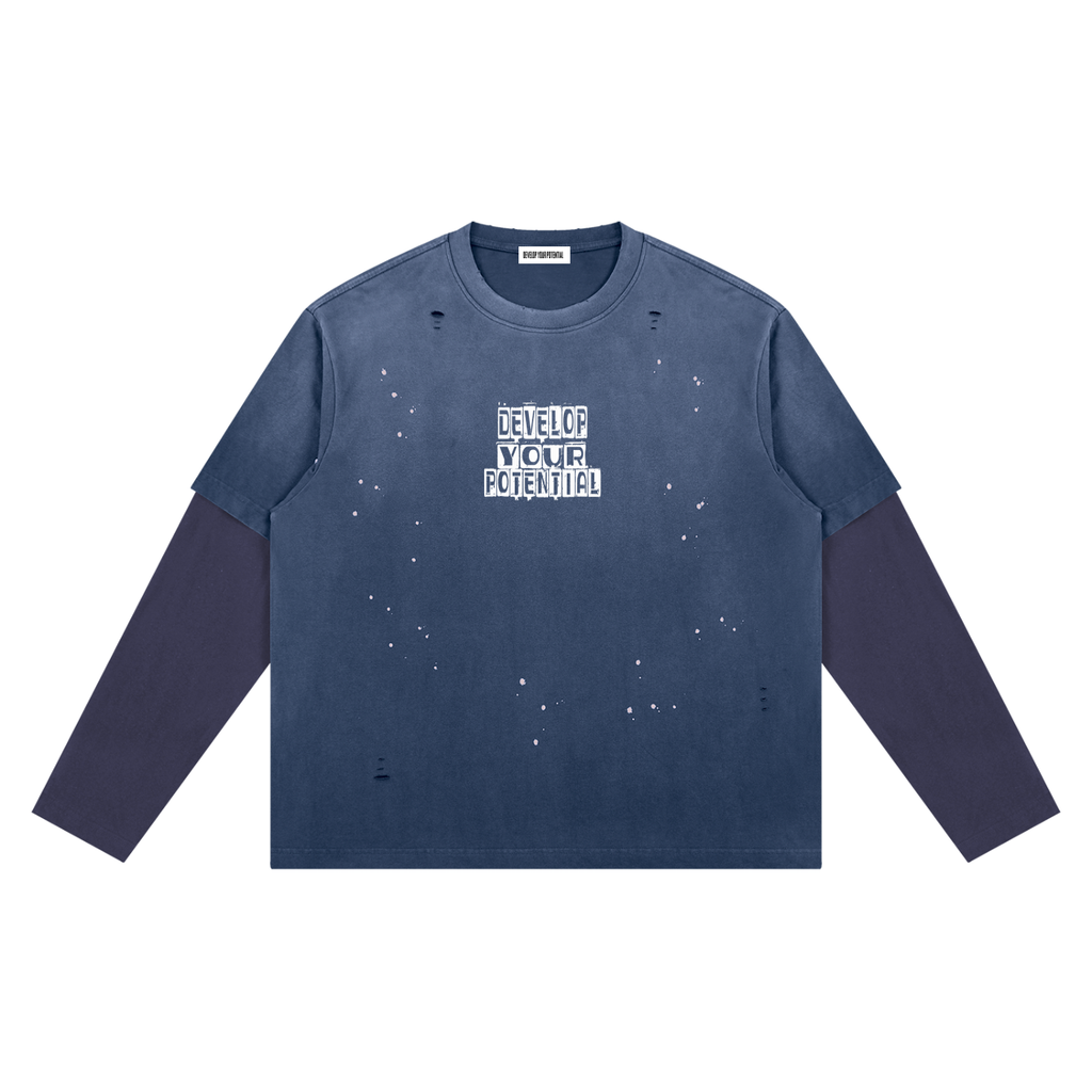 Unisex Vintage Wash Distressed Layer T-Shirt