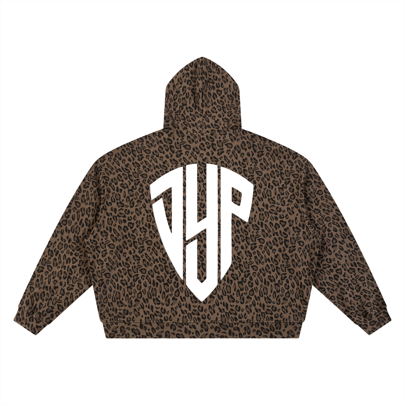 Unisex Leopard Print Waffle Full Zip Hoodie