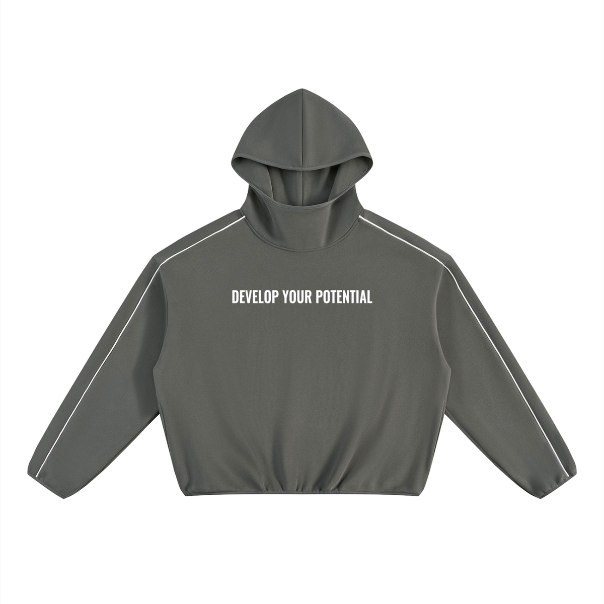 Unisex Boxy Piping Fleece Hoodie