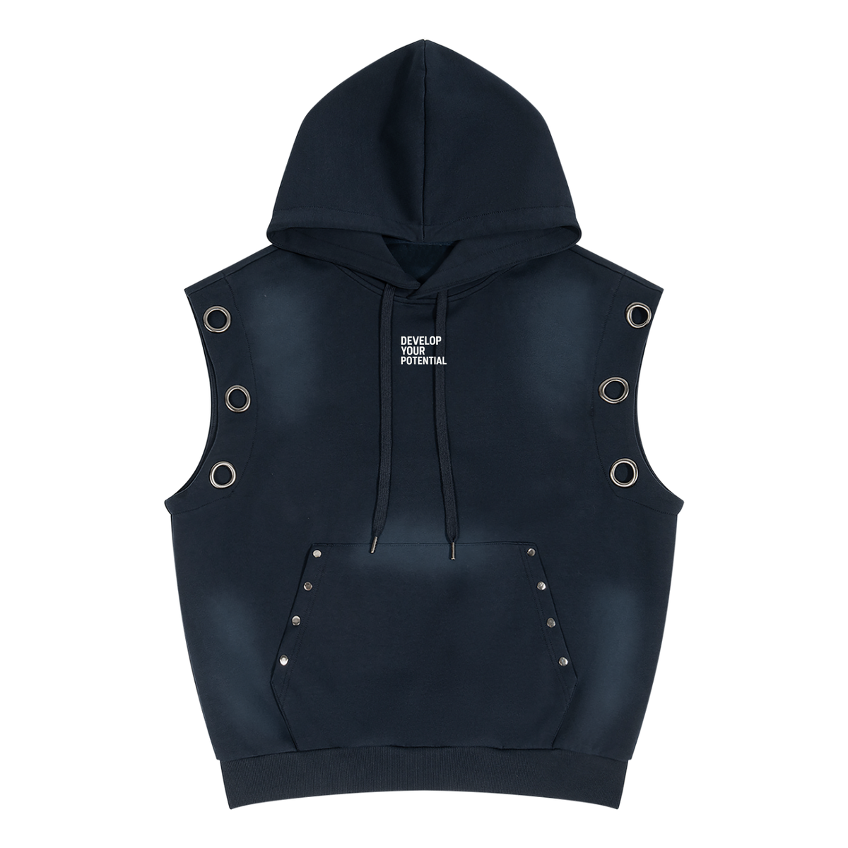 Unisex Vintage Wash Sun Fade Sleeveless Hoodie