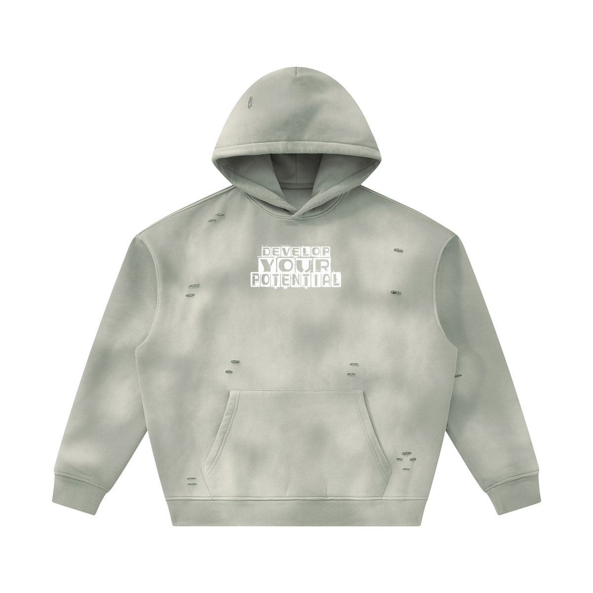 Unisex Sunfade Frayed Fleece Hoodie