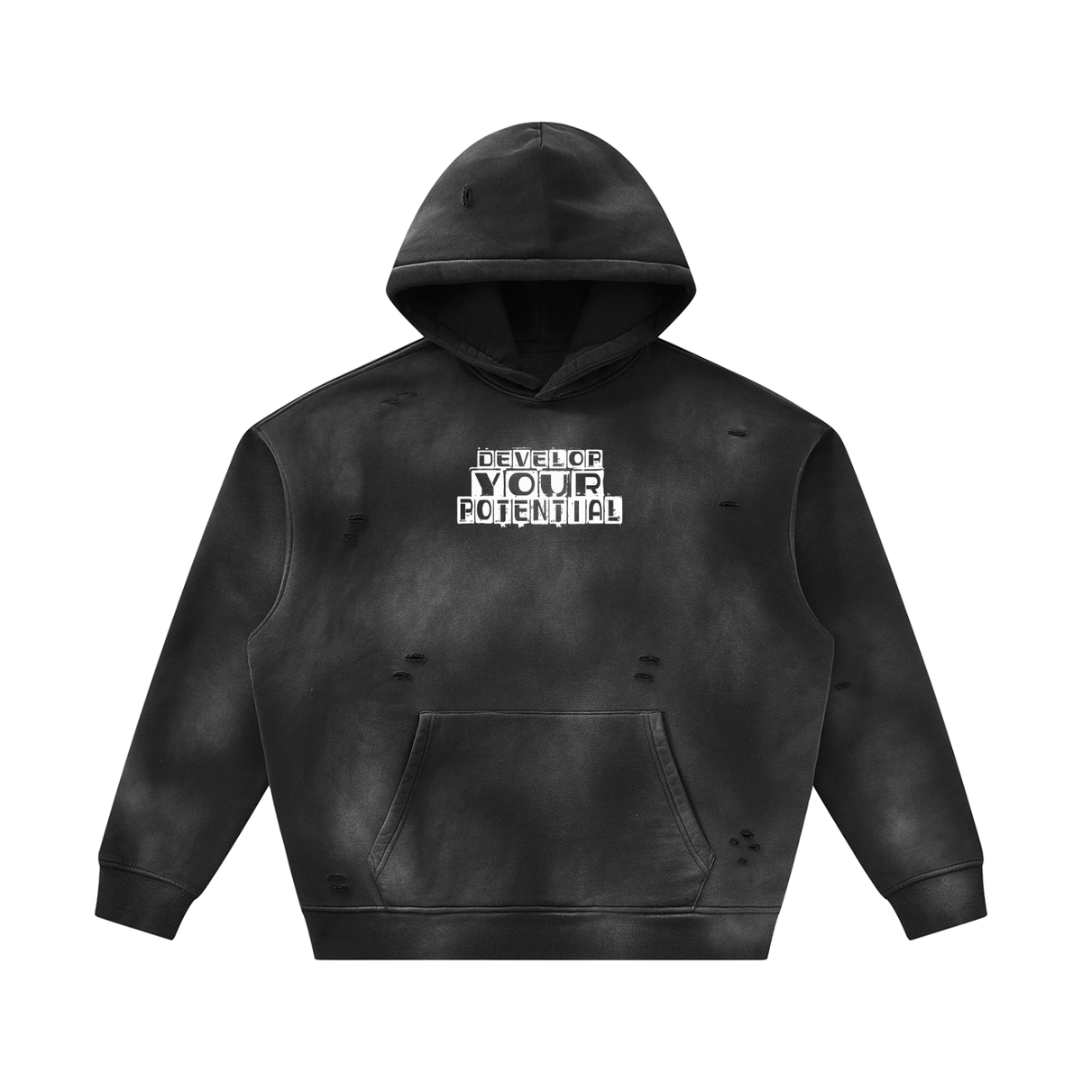 Unisex Sunfade Frayed Fleece Hoodie
