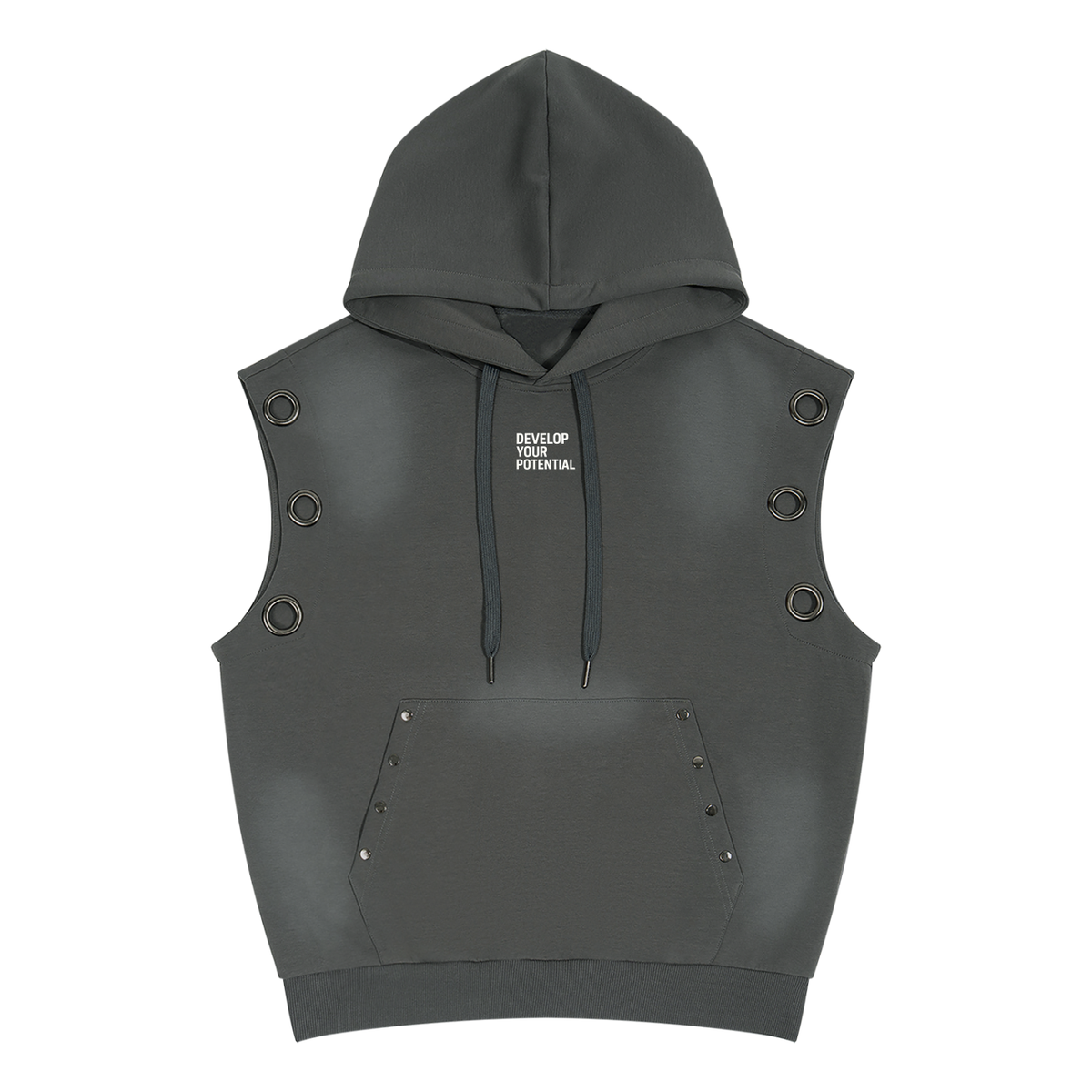 Unisex Vintage Wash Sun Fade Sleeveless Hoodie