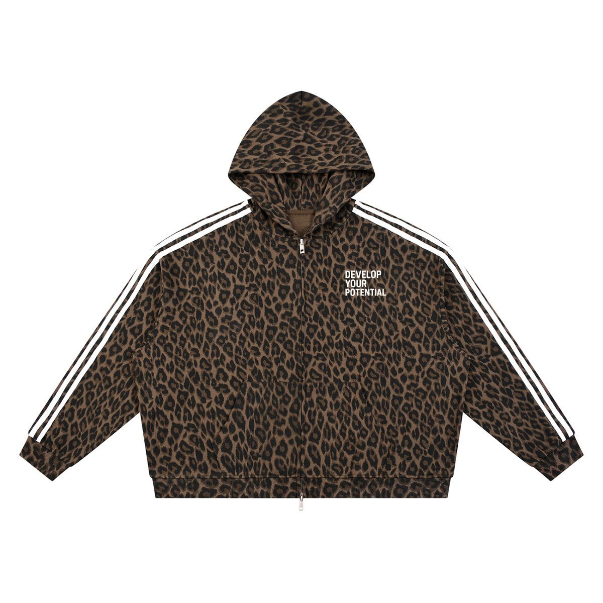 Unisex Leopard Full Zip Hoodie
