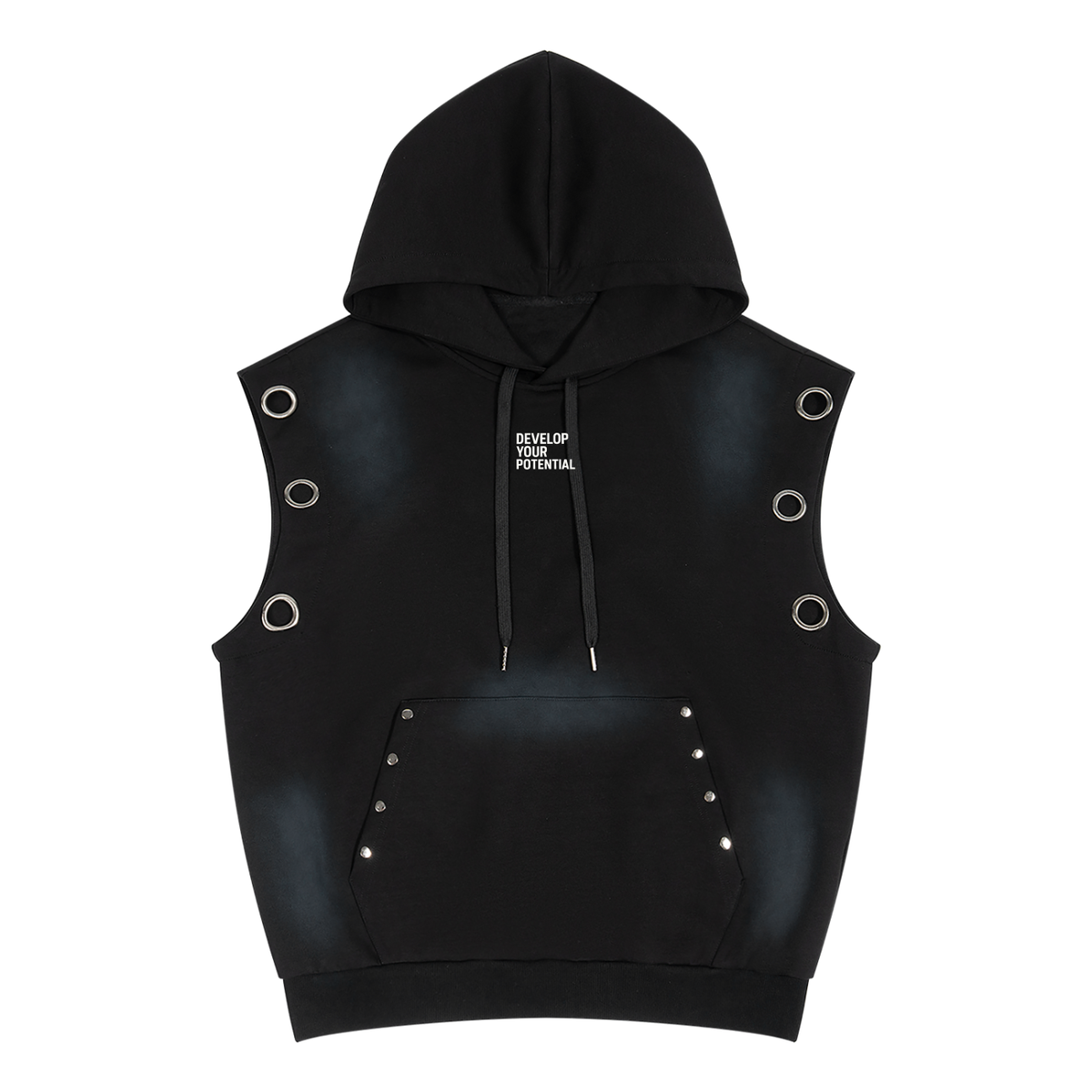Unisex Vintage Wash Sun Fade Sleeveless Hoodie