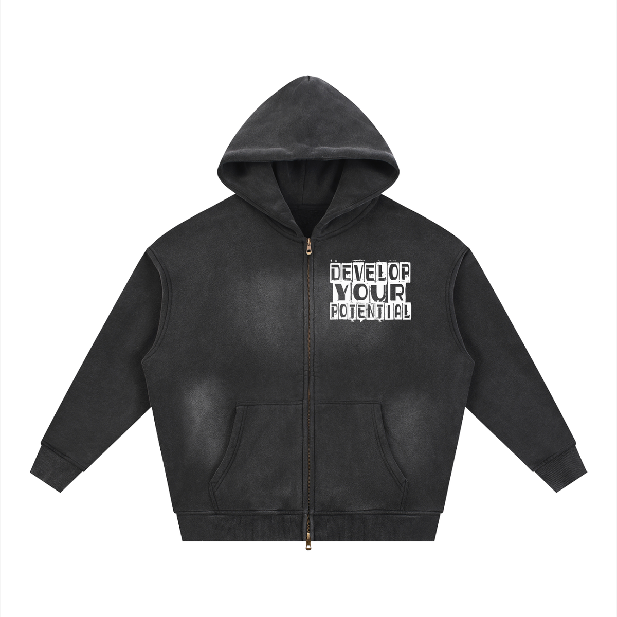 Sunfade Two-way Zipper Boxy Fleece Hoodie