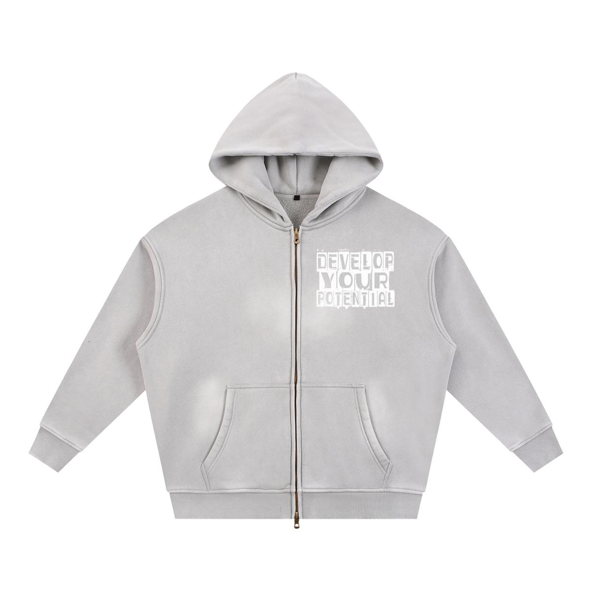 Sunfade Two-way Zipper Boxy Fleece Hoodie