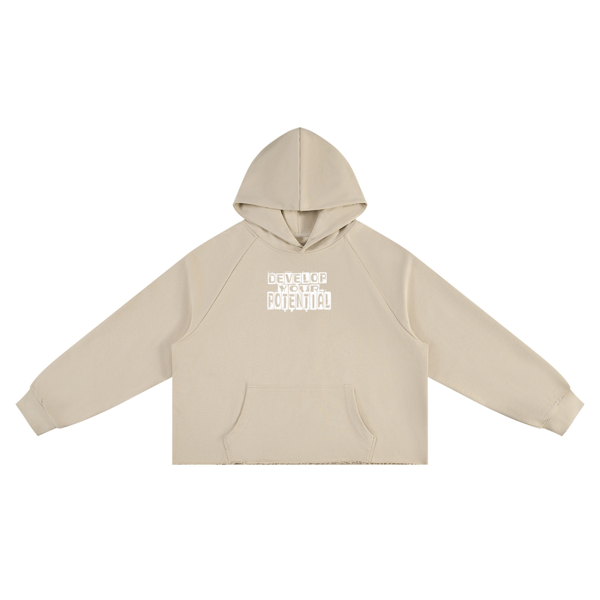 Unisex Vintage Wash Raw Edge Boxy Hoodie