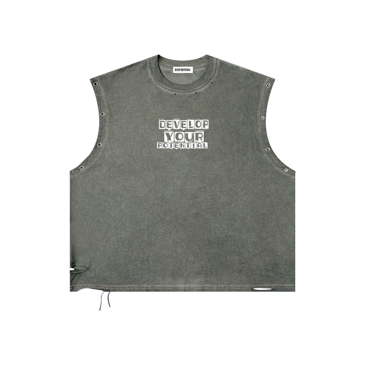 Distressed Grommet Eyelet Tank Top