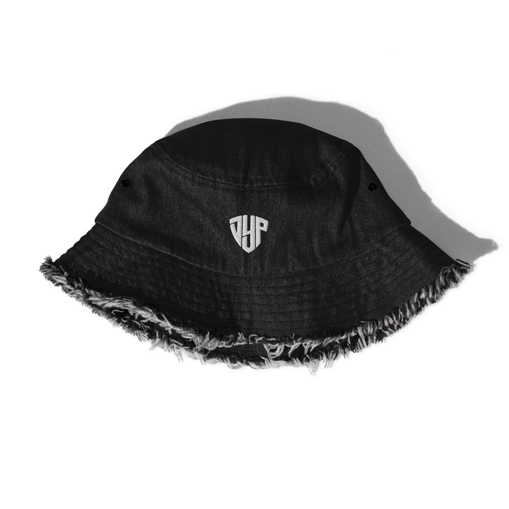 Distressed denim bucket hat