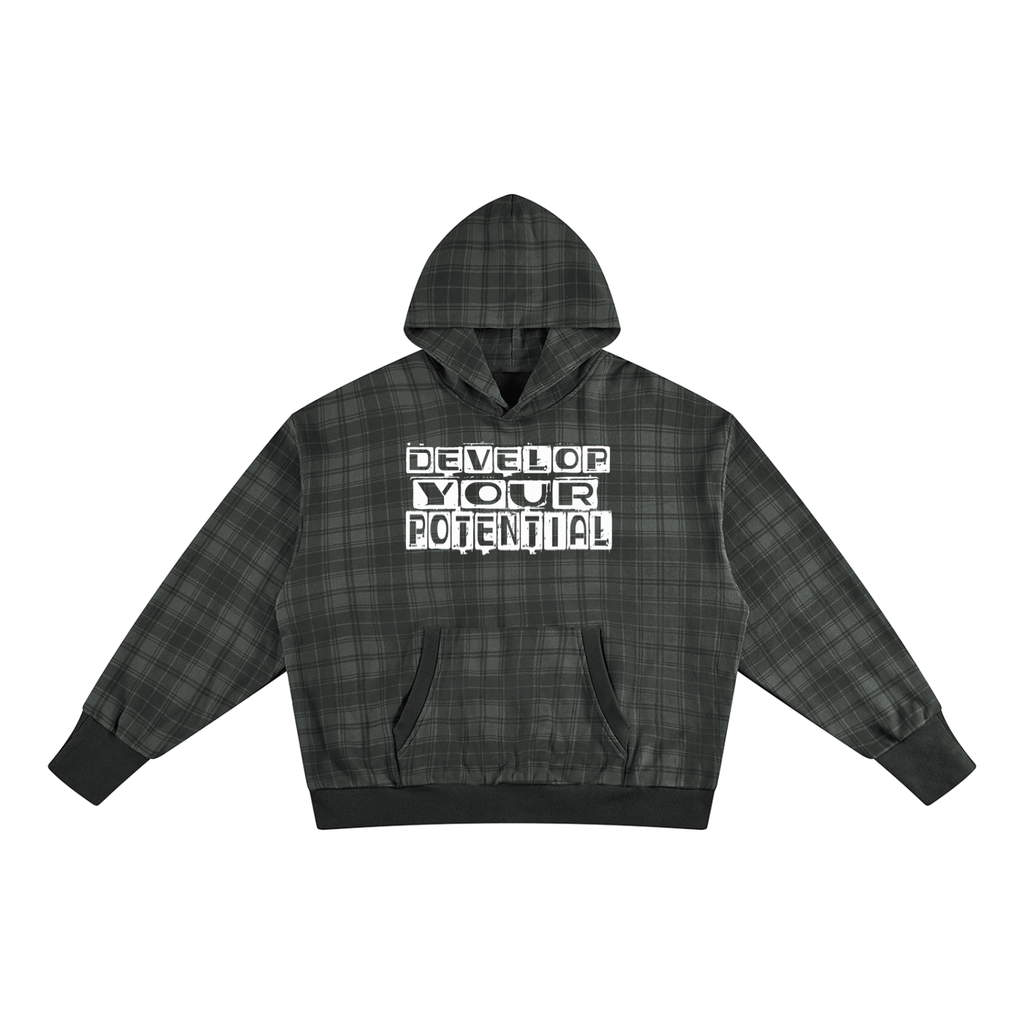 Unisex Plaid Color Block Hoodie