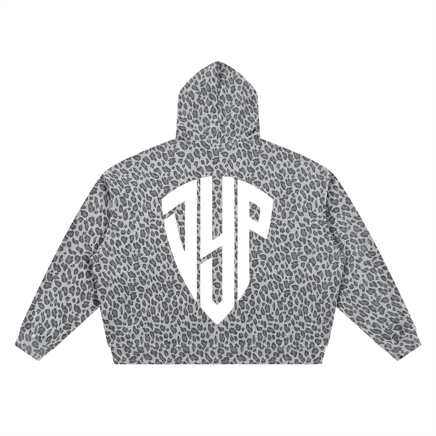 Unisex Leopard Print Waffle Full Zip Hoodie