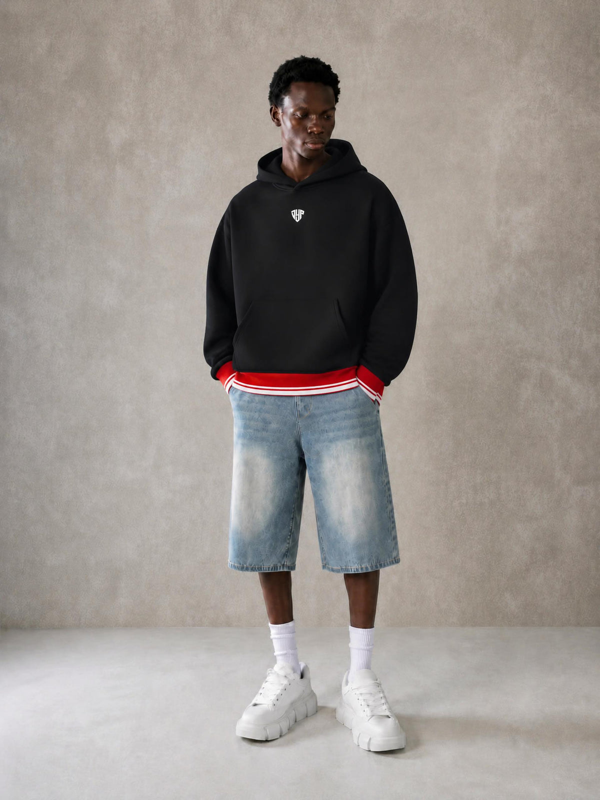 Unisex Oversized Color Block Fleece Hoodie
