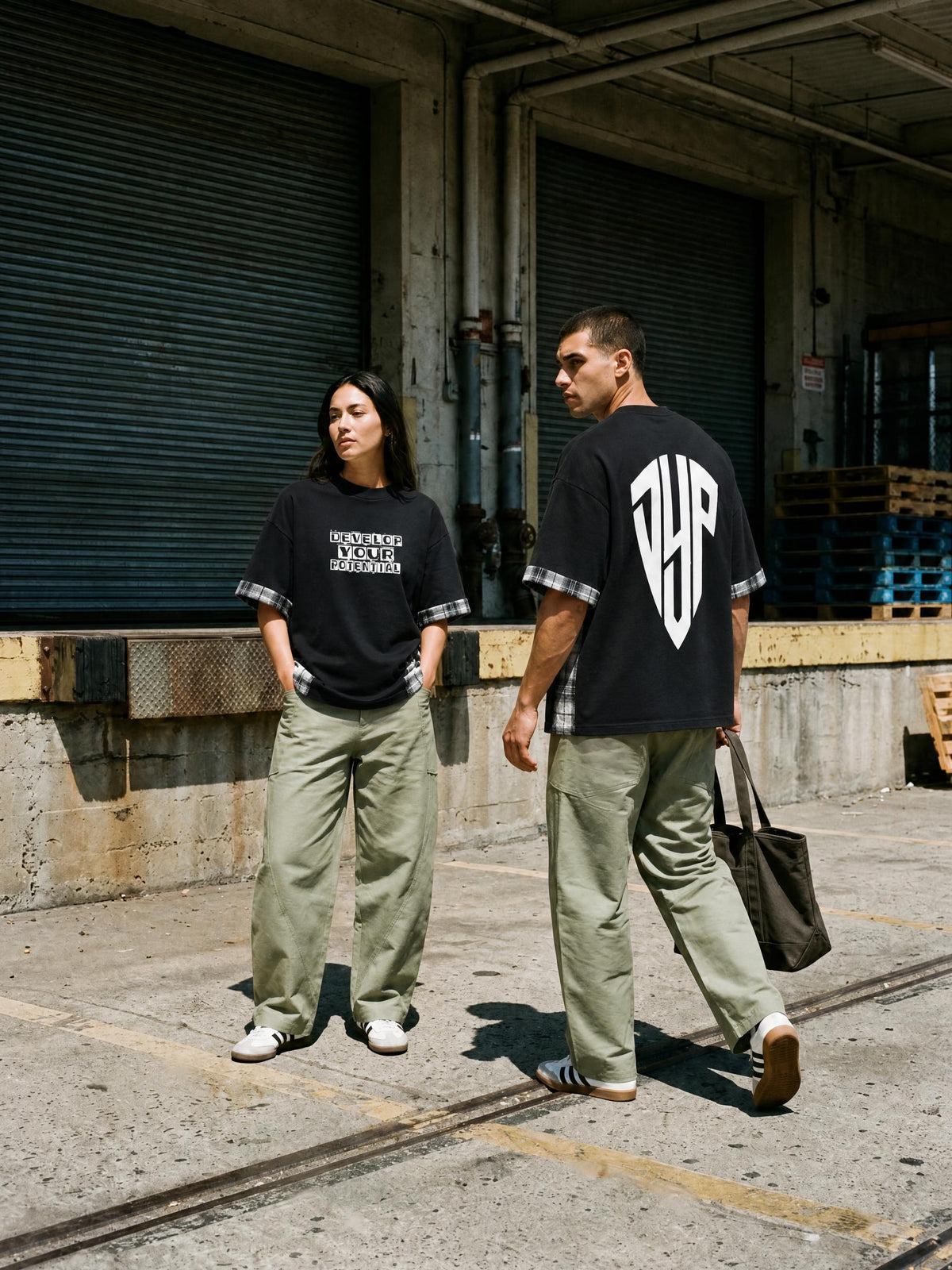 Unisex Plaid Paneled T-Shirt