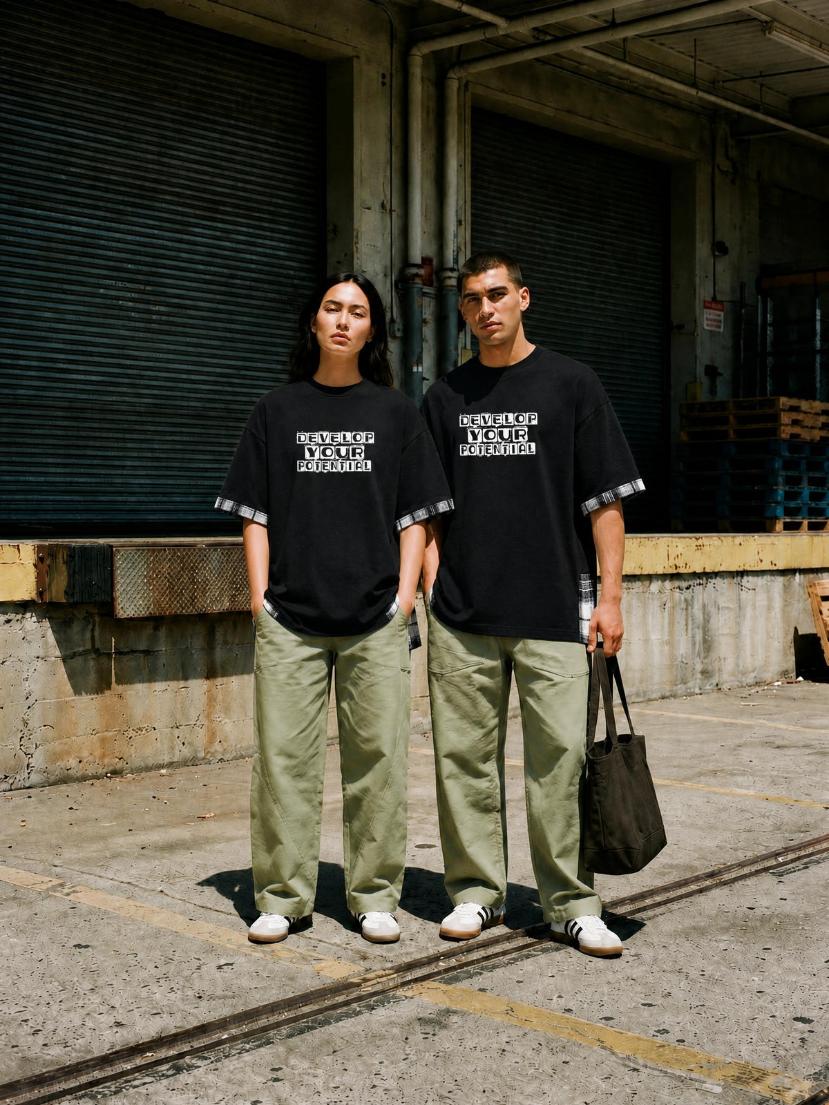 Unisex Plaid Paneled T-Shirt