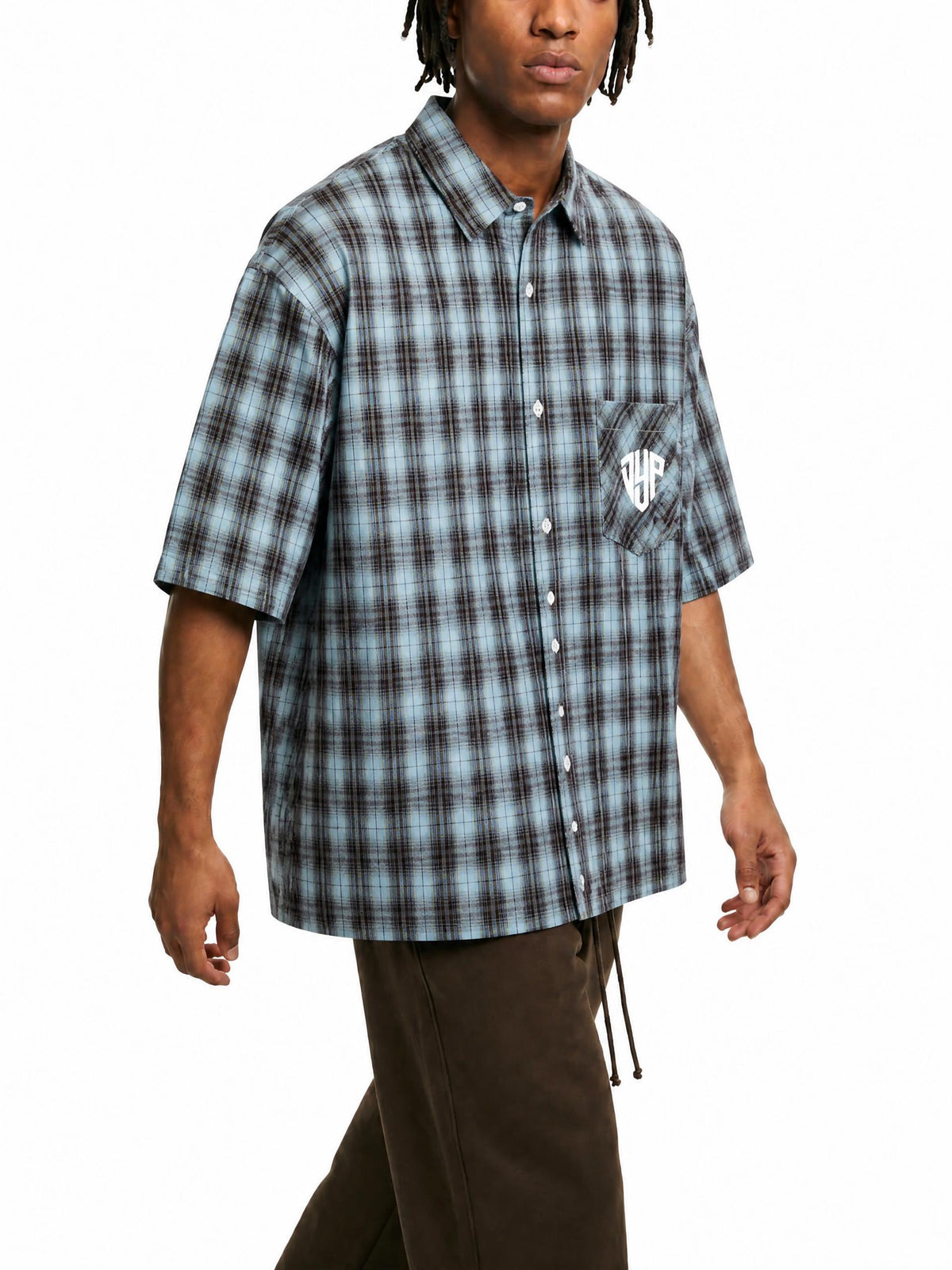 Unisex Boxy Plaid Short Sleeve Shirt